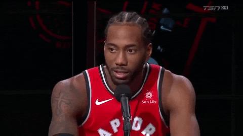 Kawhi Leonard exiting the game with back spasms